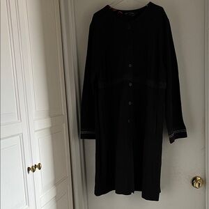 Gudrun Sjoden charcoal gray Button-Up embroidered light Coat